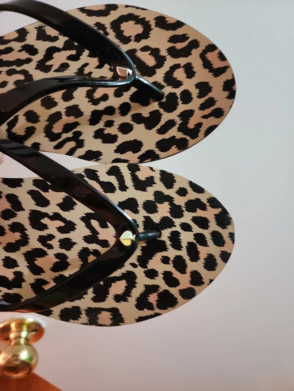 Kate Spade Black Flipflop Thong Sandal With Animal Print Footbed